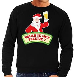 Foto van Foute kersttrui / sweater voor heren - zwart - dronken kerstman met biertje xl (54)