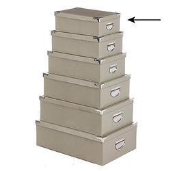 Foto van 5five opbergdoos/box - beige - l28 x b19.5 x h11 cm - stevig karton - crocobox - opbergbox