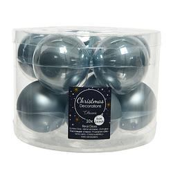 Foto van 10x stuks glazen kerstballen lichtblauw 6 cm mat/glans - kerstbal