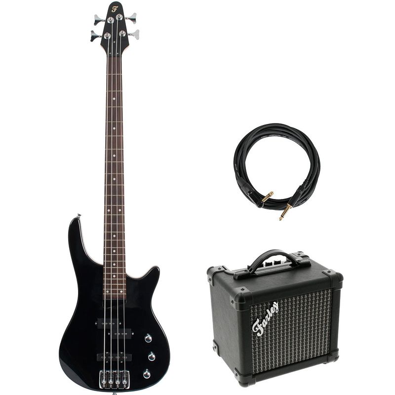 Foto van Fazley fmb118 black elektrische basgitaar + versterker + kabel