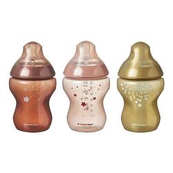 Foto van Tommee tippee babyfles ctn 260ml x 3 edelmetaaleffect