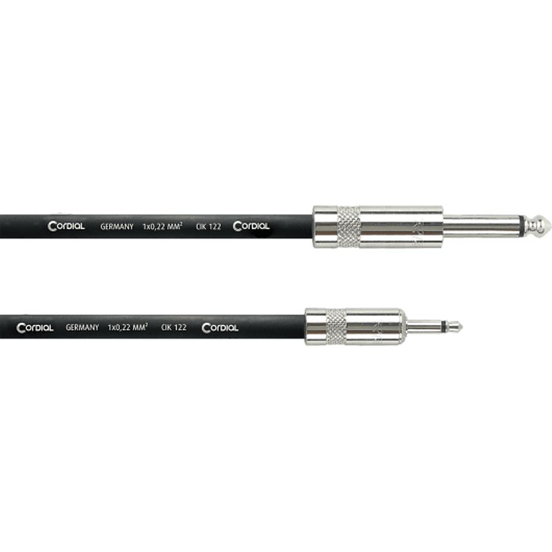 Foto van Cordial cpi2pz peak minijack (3.5 mm ts) - jack (6.3 mm ts) mono m./m. - 200cm