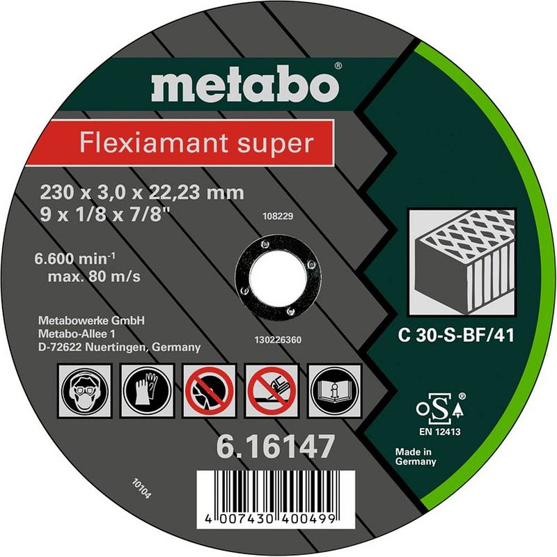 Foto van Metabo 616312000 doorslijpschijf gebogen 22.23 mm 25 stuk(s)