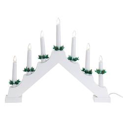 Foto van Kaarsenbrug wit van hout met led verlichting 39,5 x 5 x 31 cm - kerstverlichting figuur