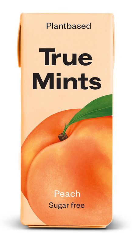 Foto van True gum suikervrije peach muntpastilles