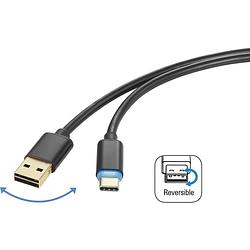 Foto van Renkforce usb-kabel usb 2.0 usb-a stekker, usb-c stekker 1.50 m zwart stekker past op beide manieren rf-4758090