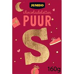 Foto van Jumbo chocoladeletter puur s 160g aanbieding bij jumbo | 2 voor 4.50