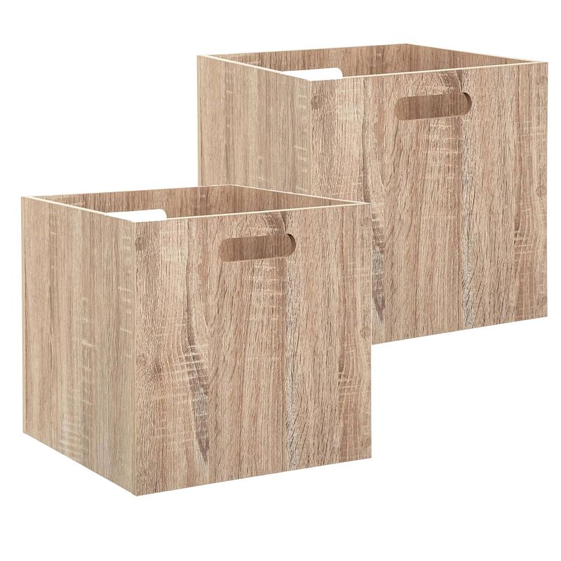 Foto van Houten kistje/opbergmand - 2x - naturel - hout - 31 x 31 x 31 cm - 29 liter - inklapbaar - opbergkisten