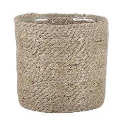 Foto van Naturel rotan planten pot mand van gedraaid jute/riet h16 en d16 cm - plantenpotten