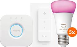 Foto van Philips hue white & colour starter 5-pack e27 + dimmer