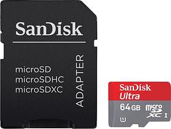 Foto van Sandisk microsdxc ultra 64gb 120 mb/s cl10 a1 uhs-1 + sd ada