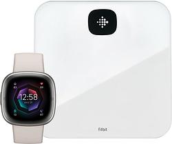 Foto van Fitbit sense 2 wit/zilver+ fitbit aria air weegschaal wit