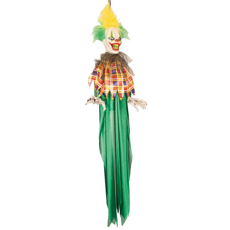 Foto van Halloween - hangdecoratie pop bewegende horror clown groen 100 cm - halloween versiering hangende poppen