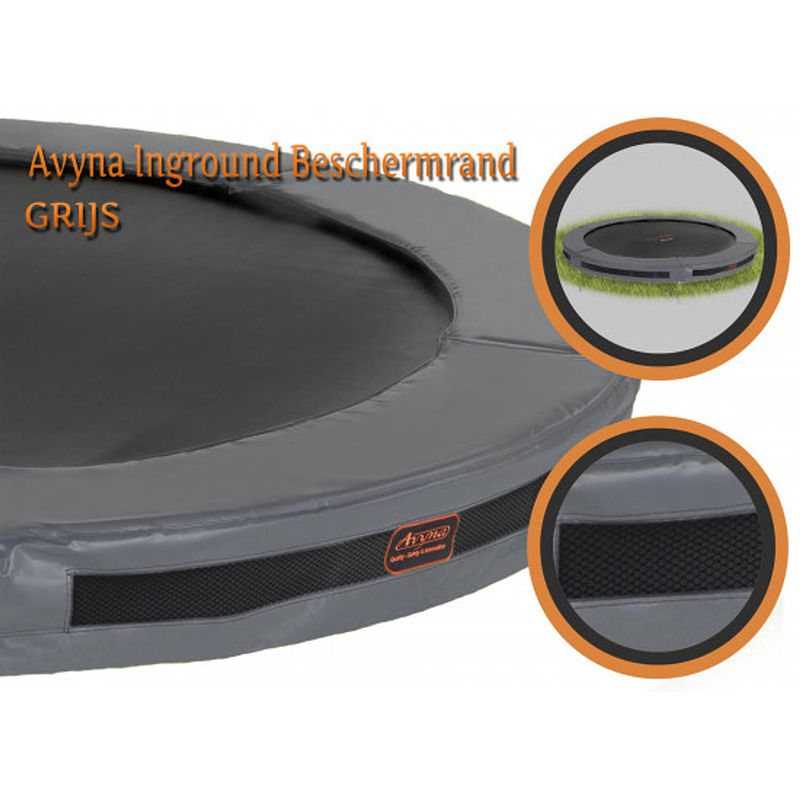 Foto van Avyna trampoline beschermrand heavy duty - universeel - inground - ø 380 cm (12ft) - grijs