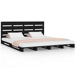 Foto van Vidaxl bedframe massief grenenhout zwart 120x190 cm 4ft small double