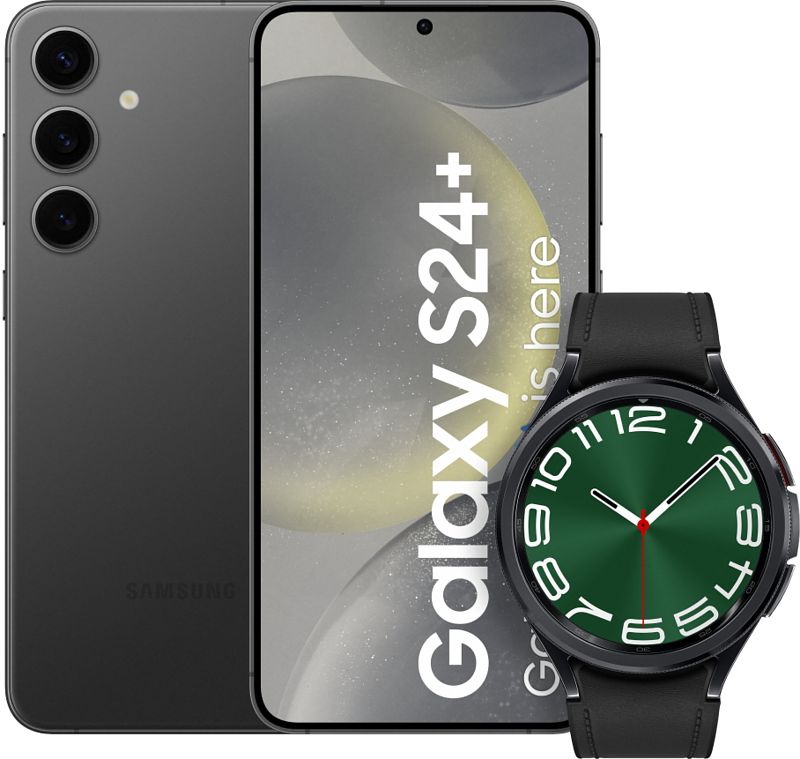 Foto van Samsung galaxy s24 plus 256gb zwart 5g + galaxy watch 6 classic zwart 47mm