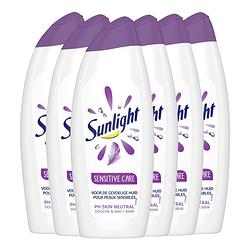 Foto van Sunlight zeep - badschuim - sensitive care - ph-huidneutraal - voordeelverpakking 6 x 750 ml