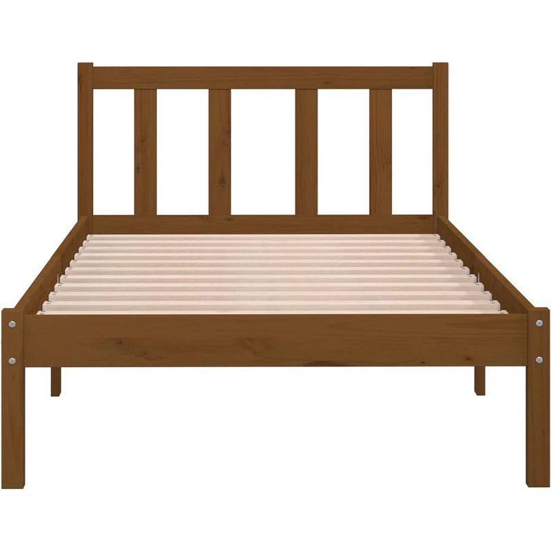 Foto van The living store houten bedframe - 75x190 cm - massief grenenhout - honingbruin