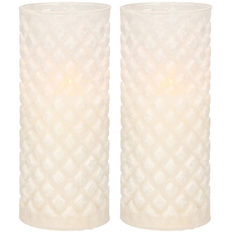 Foto van 2x stuks luxe led kaarsen in glas d7,5 x h17,5 cm - led kaarsen