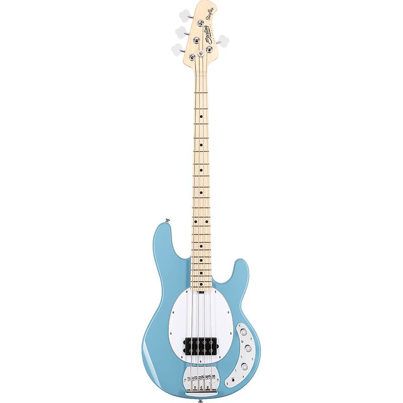 Foto van Sterling by music man stingray ray4 chopper blue elektrische basgitaar