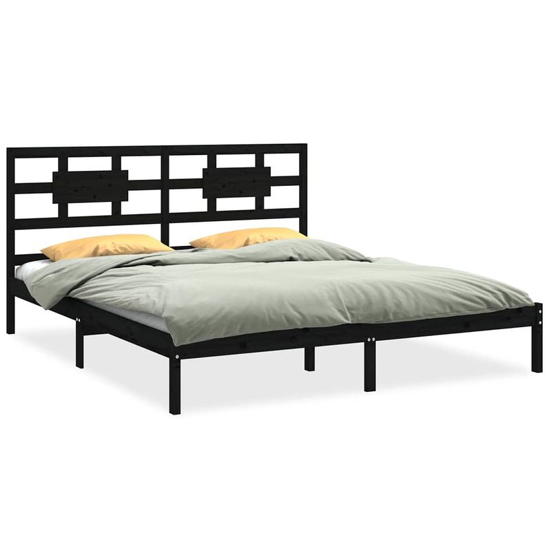 Foto van Infiori bedframe massief hout zwart 160x200 cm