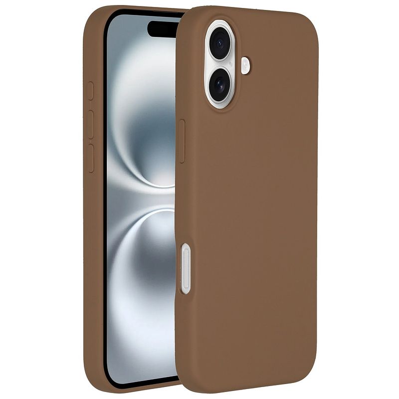 Foto van Accezz liquid silicone backcover met magsafe iphone 16 telefoonhoesje bruin