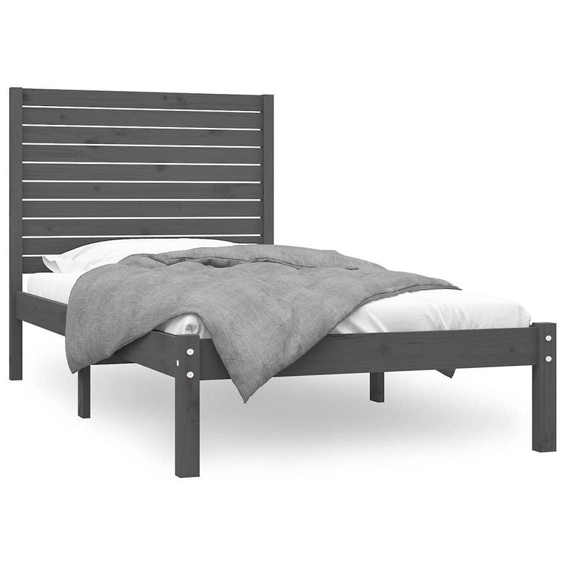 Foto van The living store bedframe grenenhout - 100x200cm - grijs