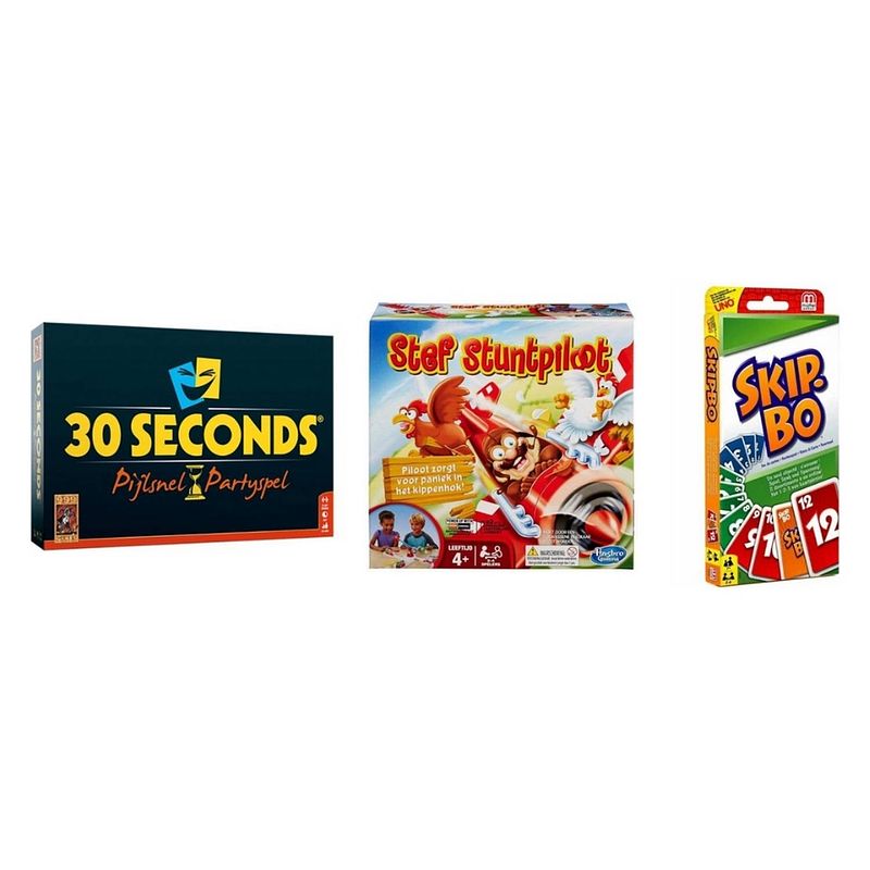 Foto van Spellenbundel - 3 stuks - 30 seconds & skip-bo & stef stuntpiloot