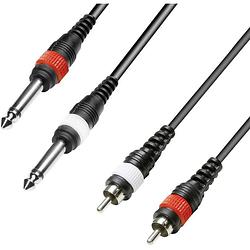 Foto van Paccs paccs audio adapterkabel [2x cinch-stekker - 2x jackplug male 6,3 mm] 3.00 m zwart