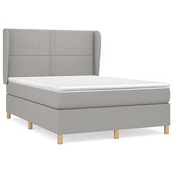 Foto van The living store boxspringbed - comfort - bed - 203x147x118/128 cm - lichtgrijs - stof - massief larikshout - multiplex