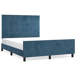 Foto van Vidaxl bedframe met hoofdeinde fluweel donkerblauw 140x190 cm