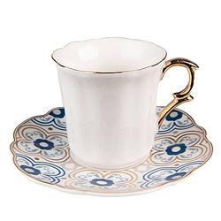 Foto van Clayre & eef kop en schotel 95 ml wit porselein servies cadeau voor haar cappuccino wit servies cadeau voor haar