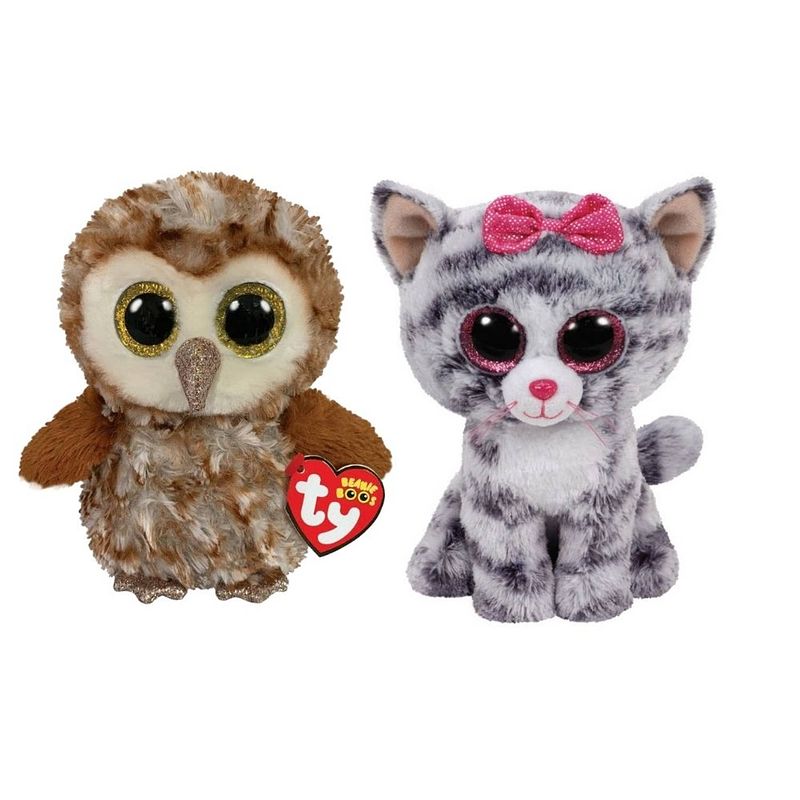 Foto van Ty - knuffel - beanie boo's - percy owl & kiki cat