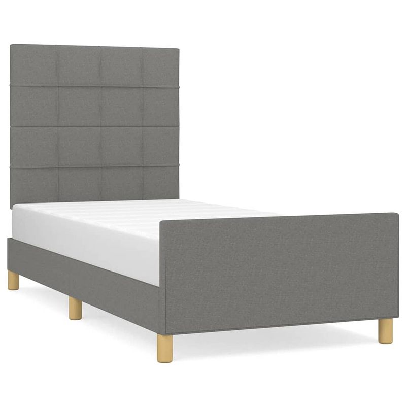 Foto van The living store bedframe donkergrijs 203x93x118/128 cm - verstelbaar hoofdeinde - multiplex lattenbodem - comfortabele