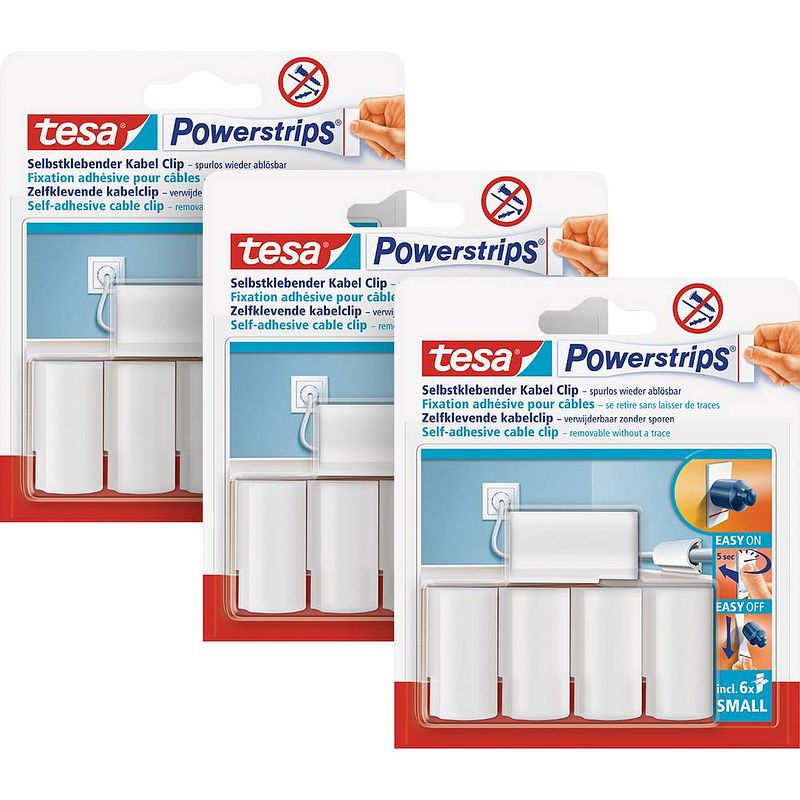 Foto van Tesa powerstrips® powerstrips ® kabelclip wit