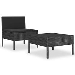 Foto van Vidaxl 2-delige loungeset met kussens poly rattan zwart