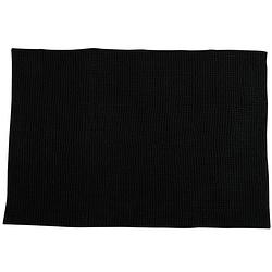Foto van Msv badkamerkleed/badmat voor op de vloer - zwart - 60 x 90 cm - microvezel - badmatjes