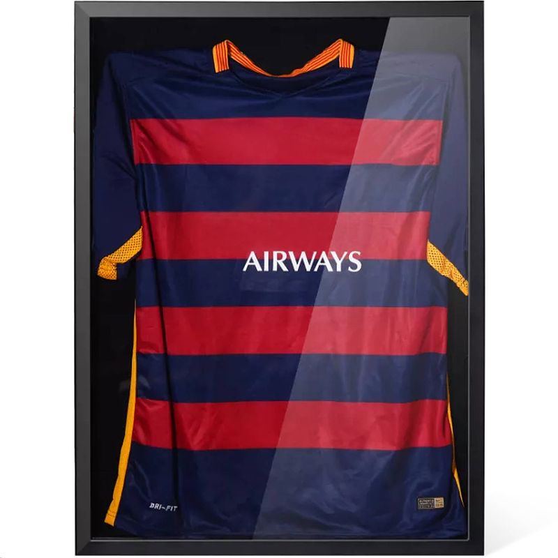 Foto van Avalo wissellijst - inlijsten voetbal shirt - 3d box frame - 60x80 cm - zwart - diepe lijst - shirt inlijsten in