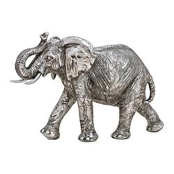 Foto van Olifant woondecoratie dieren beeldje zilver 28 x 19 x 10 cm - beeldjes