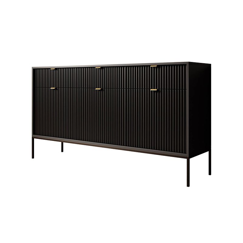 Foto van Meubella dressoir navil - zwart - 154 cm