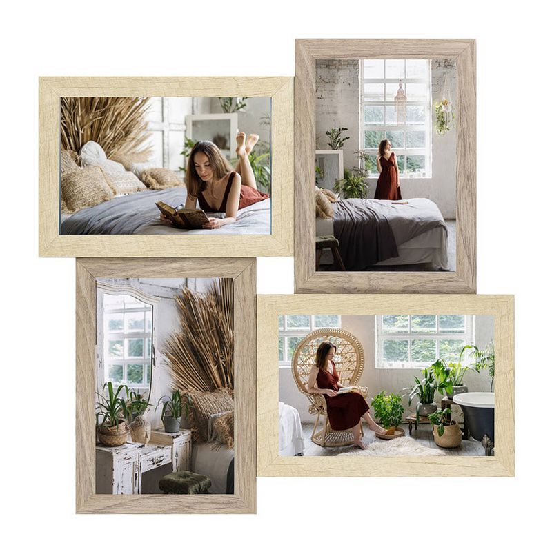 Foto van Haes deco - houten multi fotolijst rena 4q bruin / crème 4x 10x15 - dt987hs