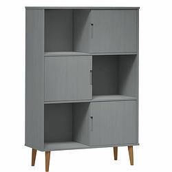 Foto van Vidaxl boekenkast 90x35x133,5 massief grenenhout grijs