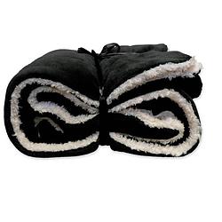 Foto van Unique living lars fleece plaid - 100% polyester - 150x200 cm - black
