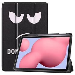 Foto van Basey samsung galaxy tab s6 lite hoesje kunstleer hoes case cover - don'st touch me