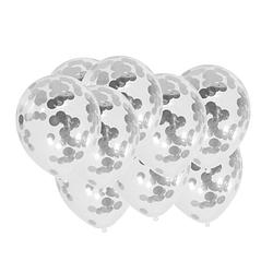 Foto van 12x stuks transparante ballon zilveren confetti 30 cm - ballonnen
