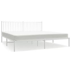 Foto van Vidaxl bedframe met hoofdbord metaal wit 193x203 cm