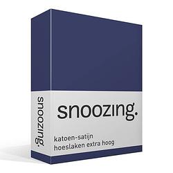 Foto van Snoozing - katoen-satijn - hoeslaken - extra hoog - 100x220 - navy