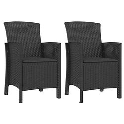 Foto van The living store tuinstoel rattan-look - grijs kussen - 60 x 58 x 90 cm - set van 2