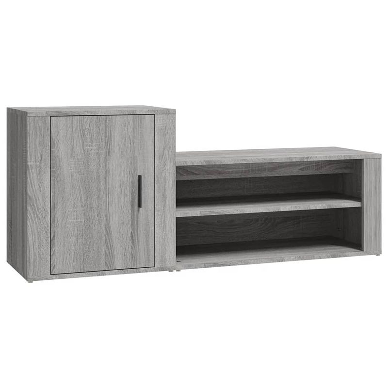 Foto van The living store schoenenkast - grijze sonoma eiken - 130 x 35 x 54 cm - bewerkt hout