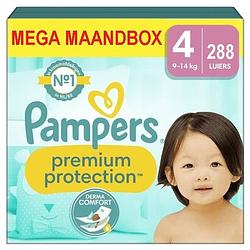 Foto van Pampers - premium protection - maat 4 - mega maandbox - 288 luiers - 9/14 kg
